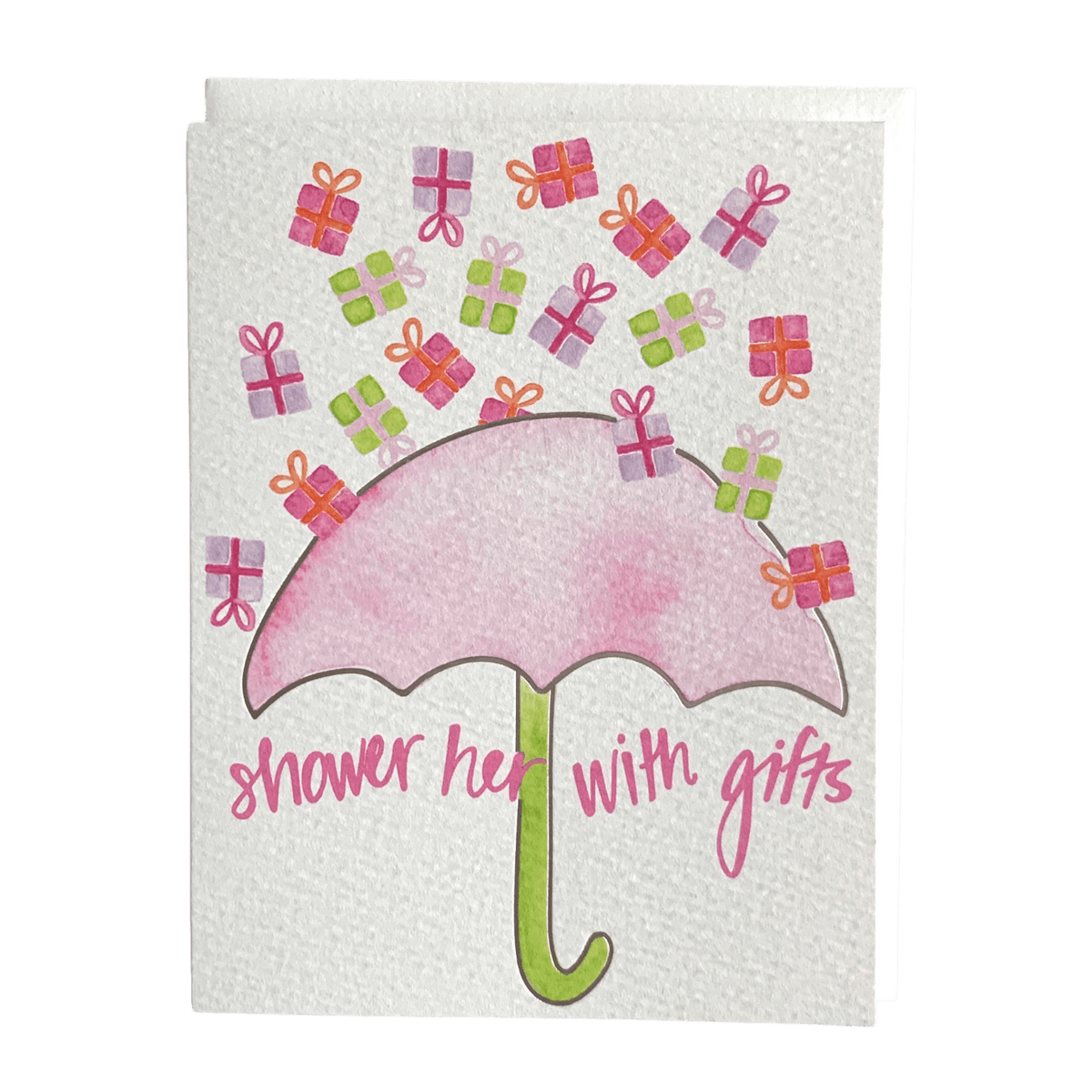Pink Umbrella Wedding/Baby Shower Card - Allie &amp; Elle