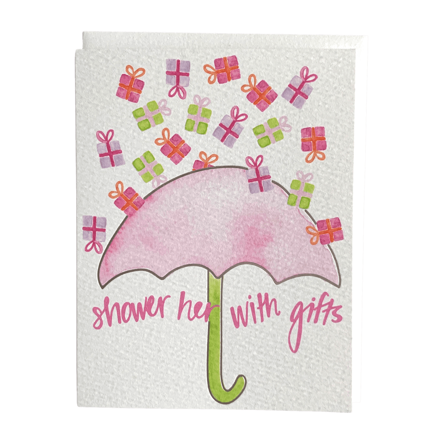 Pink Umbrella Wedding/Baby Shower Card - Allie & Elle