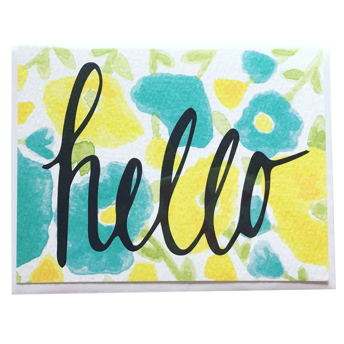 Watercolor Flowers Hello Card - Allie &amp; Elle